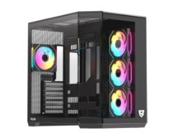 NF-CS-PULSAR-B - Caja Gaming Nfortec Pulsar Ventana Lateral de Cristal Templado ARGB 2xUSB-A 3.0 1xUSB-C 3.0 ATX mATX ITX Negra (NF-CS-PULSAR-B)