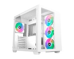 OUT2485 - Caja PC ABYSM GAMING Danube Sava 285 BX203 ATX Blanca (AB128513) (OUT2485). Buen estado. Los ventiladores laterales no funcionan. Sin caja. (OUTLET)