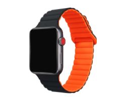 WBANDMAGBKOR - Correa CELLY Apple Watch 42/44/45mm Silicona Negro/Naranja (WBANDMAGBKOR)