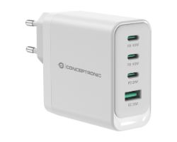 ALTHEA22W100 - Cargador de Pared CONCEPTRONIC 1xUSB-A 3xUSB-C 100W PD 3.0 QC Blanco (ALTHEA22W100)