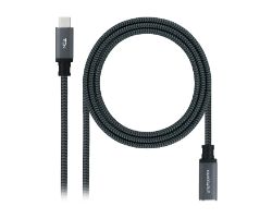 10.01.4500-COMB - Cable NANOCABLE Usb-C3.2/M a Usb-C/H, 100W/5A, 4K/60Hz, 50cm, mallado de algodn, Negro. (10.01.4500-COMB)