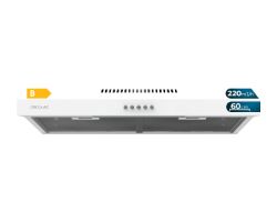 02856 - Campana extractora CECOTEC Bolero Flux CM 602200, 60cm, acabado blanco, potencia succin 220m3/h, Motor 70W, Clase B, control mecnico, 3 niveles de potencia y luz. (02856)