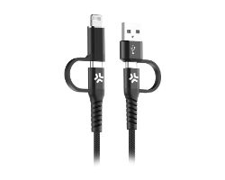USBC4IN1BK - Cable CELLY 4en1 Usb-C a Usb-C +Adaptadores Usb-A/Lightning 60w (USBC4IN1BK)
