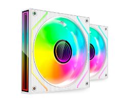 MF3DPROX2W - Ventilador MARS GAMING 2Unidades, 120mm, ARGB Triple Infinity Mirror 360, Blanco (MF3DPROX2W)