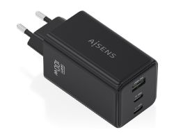 ASCH-100W3P052-BK - Cargador de Pared AISENS 100W 2Usb-C PD3.0 1Usb-A Negro (ASCH-100W3P052-BK)