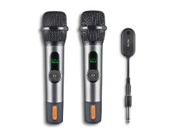 SINGERSTARDUO - Pack Microfonos NGS Wireless +Adaptador jack6.3mm, hasta 30horas, 2unidades (SINGERSTARDUO)