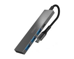 NXHUBUSBC04 - Hub NILOX Usb-C a 3Usb-A3.0 1Usb-C Gris (NXHUBUSBC04)