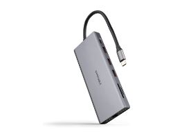 10.16.4612 - Docking Nanocable 12en1 Usb-C a 3xUsb/ 1xUsb-C/ 2xHDMI 4K/ 1xDisplayPort/ 1xRJ45/ 1xLector tarjetas/ 1xJack 3.5mm/ 1xUsb-C PD/ Gris (10.16.4612)