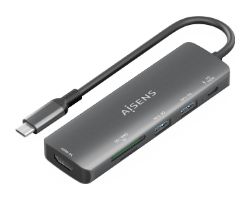 ASUC-6P023-GR - Docking AISENS 6en1 Usb-C a 1xHDMI/ 2xUsb/ 1xUsb-C PD/ 1xLector Tarjetas. Gris (ASUC-6P023-GR)