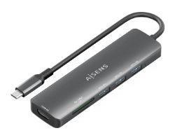 ASUC-6P024-GR - Docking AISENS 6en1 Usb-C a 1xHDMI/ 3xUsb-A/ 1xLector Tarjetas. Gris (ASUC-6P024-GR)