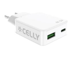 SLIMTC1C1A45WWH - Cargador CELLY GaN Slim 45W Usb-A/Usb-C Blanco (SLIMTC1C1A45WWH)