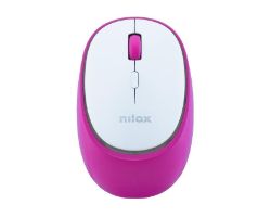 NXMDWS104 - Raton NILOX Dual-Wireless 3.0 y 5.2, Incluye un cable USB Tipo C para la carga, Silencioso, Blanco/Rosa (NXMDWS104)