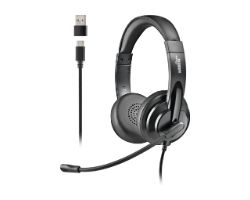 VOX605USBC - Auriculares con microfono NGS Usb-C con control volumen, adaptador Usb-A, 2m. Negro. (VOX605USBC)
