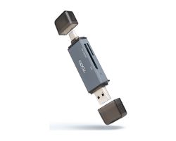 TQR-3001G - Lector de Tarjetas TooQ TF/SD USB-A USB-C 3.0 Gris (TQR-3001G)