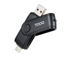 TQR-3003B - Lector de Tarjetas TooQ TF/SD USB-A 3.0 USB-C 2.0 Negro (TQR-3003B)