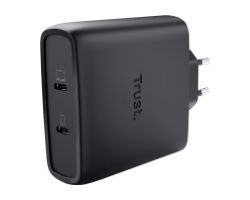 25527 - Cargador de Pared Trust Maxo GaN 100W QC 3.0 2xUSB-C Cable 2m Negro (25527)