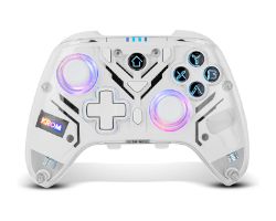 NXKROMKRYSTAL - GamePad KROM Krystal RGB Wireless Bluetooth5.0, Carcasa transparente, Compatible con PC, Switch, Switch2, IOS y ANDROID. (NXKROMKRYSTAL)