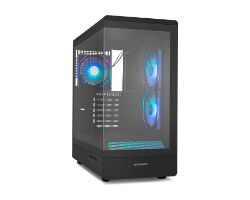 NXHUMMERSIGNALBK - Caja Nox Hummer Signal Frameless Panel Lateral de Cristal Templado ARGB 2xUSB-A 3.0 1xUSB-C 3.1 ATX mATX Negra (NXHUMMERSIGNALBK)