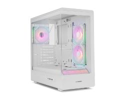NXHUMMERSIGNALWH - Caja Nox Hummer Signal Frameless Panel Lateral de Cristal Templado ARGB 2xUSB-A 3.0 1xUSB-C 3.1 ATX mATX Blanca (NXHUMMERSIGNALWH)