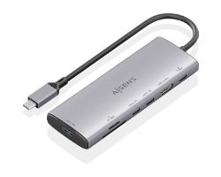 ASUC-7P031-GR - Docking Station AISENS 7en1 USB-C 3.0 a 1xUSB-A/2xUSB-C/1xUSB-C PD 100W/1xHDMI/Lector Tarjetas 4K/60Hz Gris (ASUC-7P031-GR)