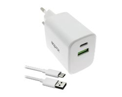 APPUSBWALL35W - Cargador de Pared Approx 35W Usb-C PD, Usb-A3.0 18W +cable, Blanco. (APPUSBWALL35W)