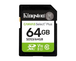 SDS3/64GB - Kingston SDXC Canvas Selec Plus Gen3 64Gb 150MB/s C10 UHS-I U1 V10 (SDS3/64GB)