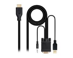 10.15.4612 - Cable Conversor Nanocable VGA/M+Audio/M+Usb-A/M a HDMI/M 1.8m (10.15.4612)