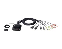 CS22H-AT - Switch KVM Aten 2p/HDMI 4K/Usb/Audio/ Cables Integrados. Opcion de elegir puerto remoto. (CS22H-AT)