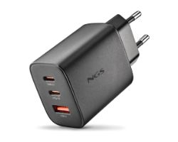 ERA65WBLACK - Cargador de Pared NGS Era 65W 2Usb-C 1Usb-A Negro (ERA65WBLACK)