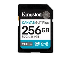 SDG4/256GB - Tarjeta Memoria Kingston SDXC Canvas Go Plus 256Gb Gen4 C10 UHS-I Class 3 (U3) V30 Lectura 200 MB/s Escritura 160 Mb/s Negro (SDG4/256GB)