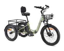 BK6000 - Bicicleta Electrica YOUIN Dover Triciclo Plegable 250W, portabultos delantero y trasero, hasta 200Kg de carga, ruedas de 24