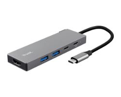 26062 - Adaptador Trust Dalyx 5en1 USB-C a 2xUSB-C/2xUSB-C/1xHDMI Gris (26062)