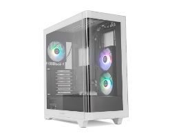 NXHUMMERETHERBW - Caja Gaming NOX Hummer Ether Panel Lateral/Frontal de Cristal Templado 2xUSB-A 3.0 1xUSB-C 3.1 ATX ITX Mini-ITX Negra/Blanca (NXHUMMERETHERBW)