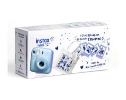 70100171929 - C�mara Fujiflim Instax mini 12, Kit navidad Pastel Blue.incluye Tote Bag, Pack 10hojas, Correa, Bateria AA