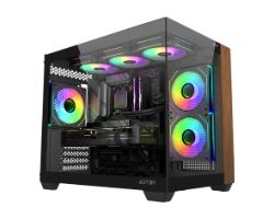 AB128535 - Caja Abysm Danube Sava Nature 285C Black, panel frontal con acabado de madera, 120mm, usb-C, ARGB, mATX (AB128535)