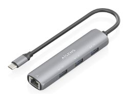 ASUC-4P038-GR - Docking Station AISENS 4en1 USB-C a 3xUSB-A/1xRJ45 Ethernet GbE 15cm Gris (ASUC-4P038-GR)