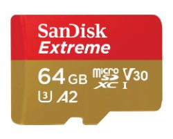 SDSQXAH-064G-GN6MA - Tarjeta Memoria Sandisk Micro SDXC Extreme 64Gb C10 V30 UHS-I Class 3 (U3) Lectura 160 Mb/s Escritura 60 Mb/s + Adaptador SD (SDSQXAH-064G-GN6MA)