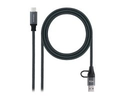 10.01.4111-COMB - Nanocable USB-C/M a USB-A+USB-C/M 20Gbps 5A/100W 1m Gris/Negro (10.01.4111-COMB)
