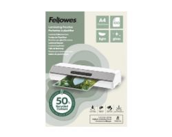 100142987 - Fundas para plastificar Fellowes Brillo A4, 50% reciclado, 100unidades. (100142987)