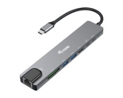 EQ133497 - Docking Station EQUIP 8 en 1 USB-C a 2xUSB-A/1xUSB-C PD 100W/1xHDMI 4K/30Hz/1xRJ45 /Lector mSD/TF 25cm Negro/Gris (EQ133497)