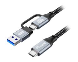 128431 - Cable EQUIP USB-C a USB-C 100W + Adaptador USB-A Trenzado 1m Negro (128431)