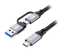 128433 - Cable EQUIP USB-C/USB-C + Adaptador USB-A 100W Trenzado 2m Negro (128433)