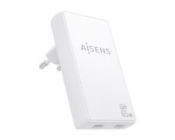 ASCH-65W2P077-W - Cargador de Pared AISENS GaN 65W PD 3.0 QC 3.0 2xUSB-C Blanco (ASCH-65W2P077-W)