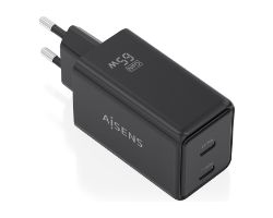ASCH-65W2P079-BK - Cargador de Pared AISENS GaN 65W PD 3.0 QC 3.0 2xUSB-C Negro (ASCH-65W2P079-BK)