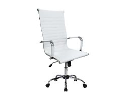 OUT8526 - Silla de Oficina EQUIP Respaldo Alto Blanco (651017) (OUT8526). Buen estado. Leves manchas. Completa. (OUTLET)