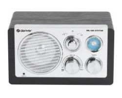 TR-63B BLACK - Radio Denver anal�gica AM/FM con entrada AUX, 15W, fuente de alimentaci�n de 230 V incorporada o 4 pilas AA. (TR-63B)