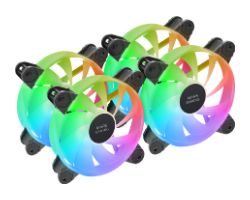 MF4A - Ventiladores Mars Gaming 4x120mm ARGB Rainbow Doble Conector 5V 3pin Negro (MF4A)