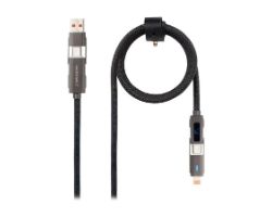 10.01.2501 - Cable Nanocable USB-C+USB-A/M a Lightning+USB-C/M 1m Negro (10.01.2501)