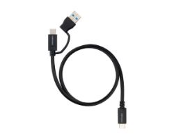 10.01.4801 - Cable Nanocable USB-C+USB-A/M a USB-C/M PD 60W 1m Negro (10.01.4801)