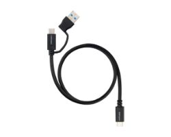 10.01.4803 - Cable Nanocable USB-C+USB-A/M a USB-C/M PD 60W 3m Negro (10.01.4803)